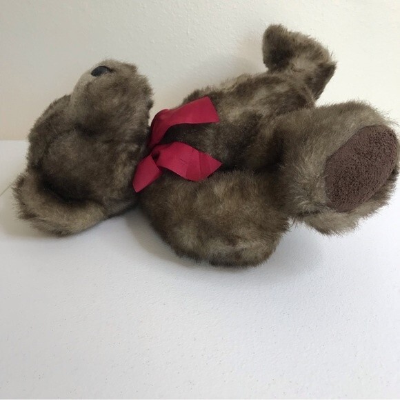 Vintage Danny Teddy Bear Bombay Russ Berrie & Co 13" Red Bow Faux Fur - Picture 2 of 11